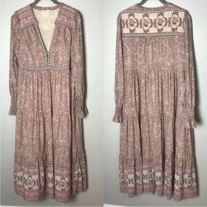 In Loom Women's Dress Size Large Midi Maxi Prairie Dress Long Sleeves Floral